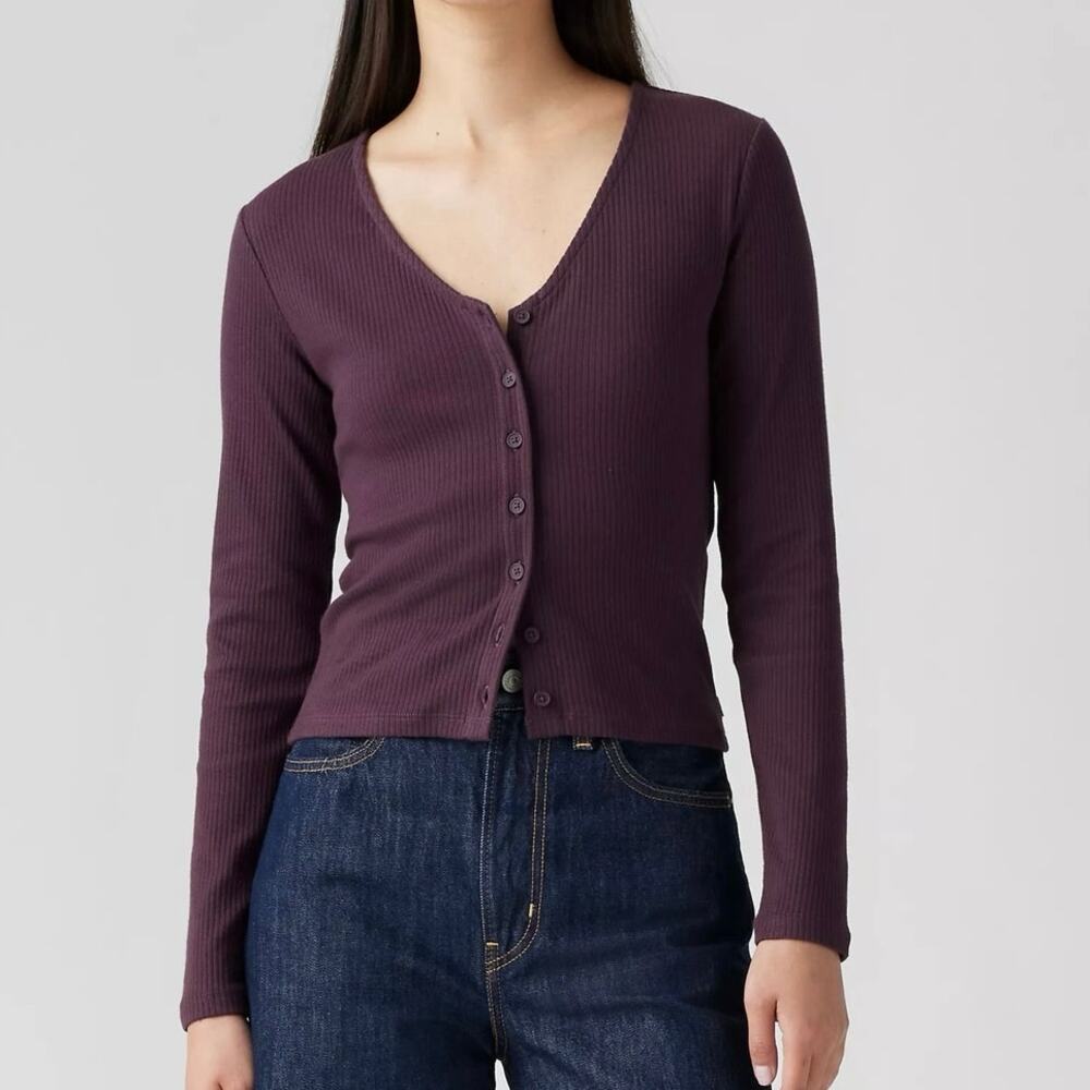 $35 Levi’s Muse Long Sleeve Cardigan Tee - Purple - Small